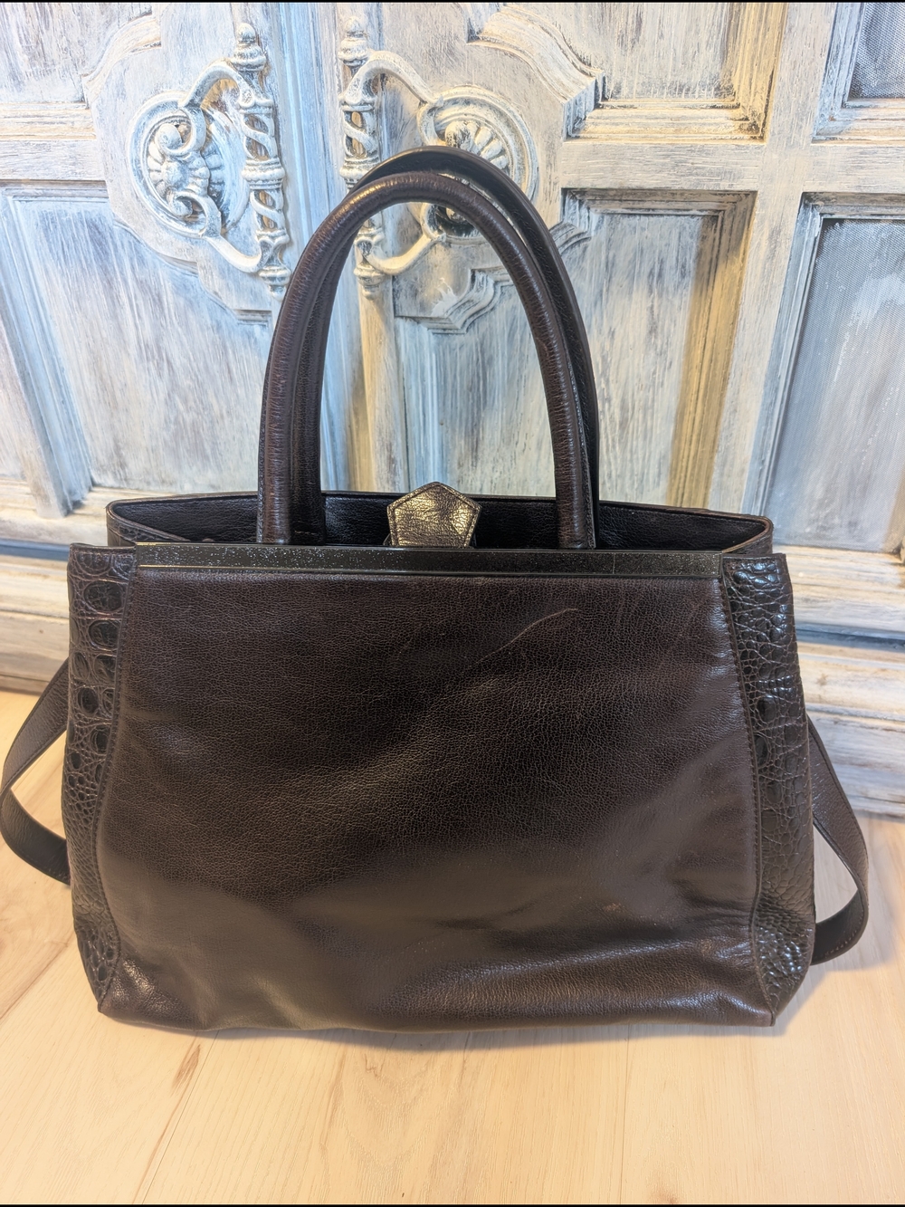 Vintage Charles Jourdan Brown Leather Tote